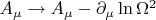 $A_{\mu} \to A_{\mu}- \partial_{\mu} \ln\Omega^2$
