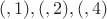 $(а,1), (а,2),(а,4)$ $(а,1), (а,2),(а,4)$