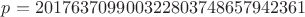 $p=201763709900322803748657942361$