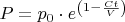 $P=p_0\cdot e^{\left(1-\frac{Ct}{V}\right)}$