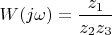 $W(j\omega)=\dfrac{z_1}{z_2 z_3}$