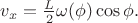 $v_x=\frac{L}{2}\omega(\phi)\cos\phi.