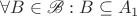 $\forall B \in \mathscr{B}:  B\subseteq  A_1$