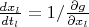 $\frac{dx_l}{dt_l}=1/\frac{\partial g}{\partial x_l}$