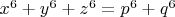 $x^6+y^6+z^6=p^6+q^6$