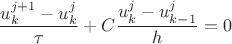 $$\dfrac{u^{j+1}_k - u^j_k}{\tau} + C \dfrac{u^j_k - u^j_{k-1}}{h} = 0 $$
