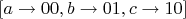 $[a\to00, b\to01, c\to10]$