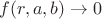 $f(r,a,b) \to 0$
