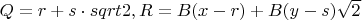 $Q=r+s \cdot sqrt{2},R=B(x-r)+B(y-s)\sqrt{2}$