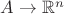 $A \to \mathbb{R}^n$