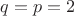 $q=p=2$