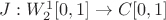 $ J : W_2^1[0,1] \rightarrow C[0,1]$