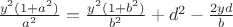 $\frac {y^2(1+a^2)} {a^2} = \frac {y^2(1+b^2)} {b^2} + d^2 - \frac {2yd} {b}$
