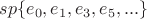 $sp\{e_0,e_1, e_3, e_5,...\}$