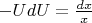 $-UdU = \frac{dx}x$