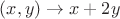 $(x,y) \to x+2y$