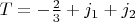 $T=-\frac{2}{3}+j_1+j_2$