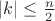 $|k|\le\frac{n}{2}$