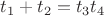 $t_1+t_2=t_3t_4$