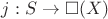 $j:S \rightarrow \square(X)$