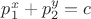 $p_1^x+p_2^y=c$