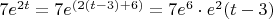 $7e^{2t} = 7e^{(2(t-3)+6)}=7e^6 \cdot e^2(t-3)$