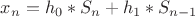 $x_n=h_0*S_n+h_1*S_{n-1}$ $x_n=h_0*S_n+h_1*S_{n-1}$