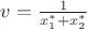 $v=\frac{1}{x^*_1+x^*_2}$