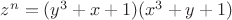 $z^n=(y^3+x+1)(x^3+y+1)$