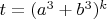 $t=(a^3+b^3)^k$