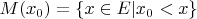 $M(x_0) = \{x\in E| x_0 < x\}$