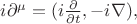 $i\partial^\mu=(i\frac{\partial}{\partial t},-i \nabla),$