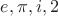 $e, \pi, i, 2$