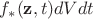 $f_*(\mathbf{z},t)dVdt$
