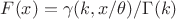 $F(x)=\gamma(k,x/\theta)/\Gamma(k)$