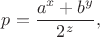 $p=\dfrac{a^x+b^y}{2^z},$