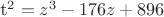 $ $t^2=z^3-176z+896$$