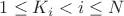 $1 \leq K_{i} < i \leq N$