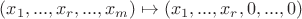 $(x_1,...,x_r,...,x_m)\mapsto(x_1,...,x_r,0,...,0)$