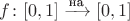 $f\colon[0,1]\xrightarrow{\text{на}}[0,1]$