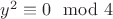 $y^2\equiv 0 \mod 4$