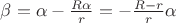 $\beta=\alpha-\frac {R  \alpha} r=-\frac {R-r} r \alpha$