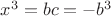 $x^3=bc=-b^3$