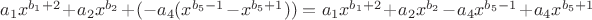 $a_1x^{b_1+2}+a_2x^{b_2}+(-a_4(x^{b_5-1}- x^{b_5+1})) = a_1x^{b_1+2}+a_2x^{b_2}-a_4x^{b_5-1}+a_4x^{b_5+1}$