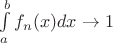 $\int\limits_a^b f_n(x)dx\to 1$