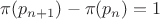 $\pi(p_{n+1}) -\pi(p_n) =1$
