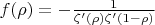$f(\rho)=-\frac{1}{\zeta'(\rho)\zeta'(1-\rho)}$