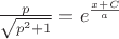 $ \frac{p}{ \sqrt{p^{2}+1} } =e^{ \frac{x+C}{a} }$