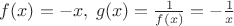 $f(x)=-x, \; g(x)=\frac{1}{f(x)}=-\frac1x$