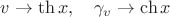 $v\to\th x,\quad\gamma_v\to\ch x$
